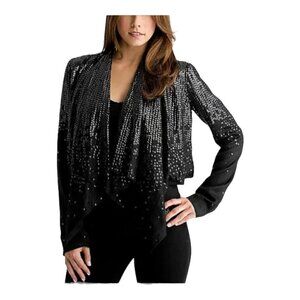 GUESS By Marciano Women's Black Darra Sequined Drape Jacket US XS
